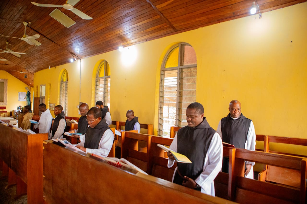Monks at prayer in the monastery church